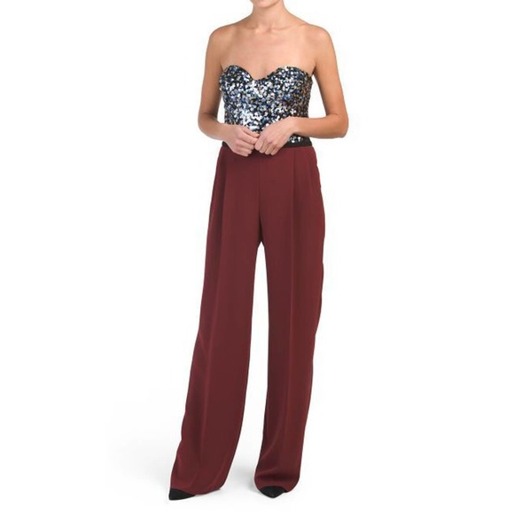 B00 NEW ESCADA Marsala Color Sequin Embellished Top Tinosa Jumpsuit Sz 38 $3495 - Picture 2 of 9